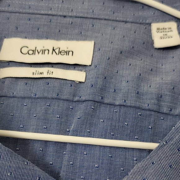 Calvin Klein Slim Fit Large Blue Dress Shirt - Picture 3 of 3